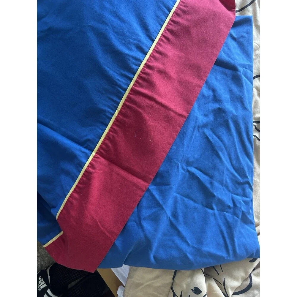Vintage Sears & Roebuck Red and Blue USA made Top + Bottom Twin Sheet Set 80s